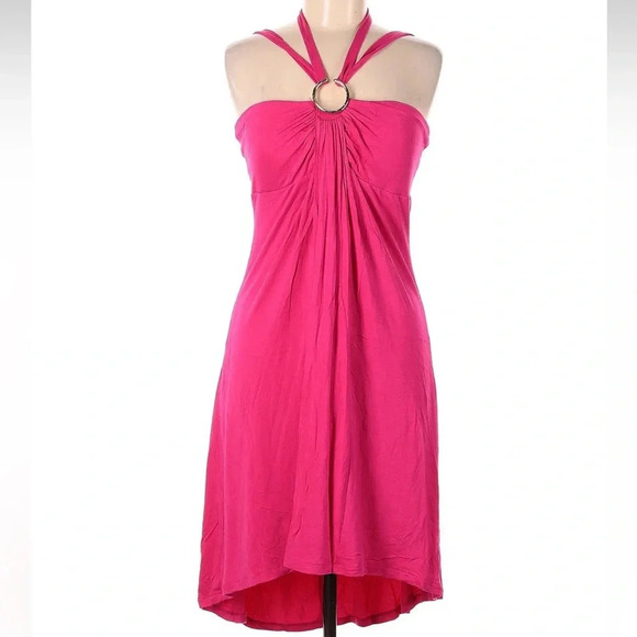 Vintage Cache Retro 2000’s Y2K Barbie Fuchsia Pink High Low Dress Size Large L - Picture 6 of 6